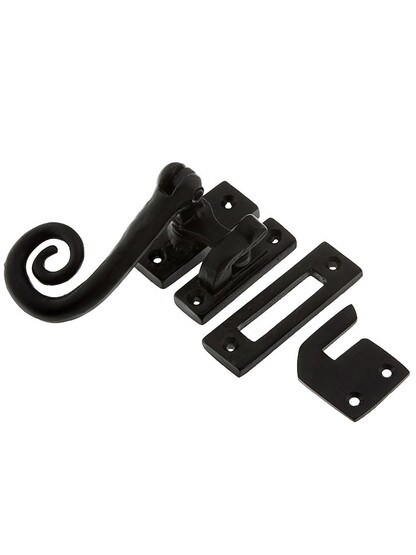 Cast Iron Swirl Casement Latch in Matte Black.